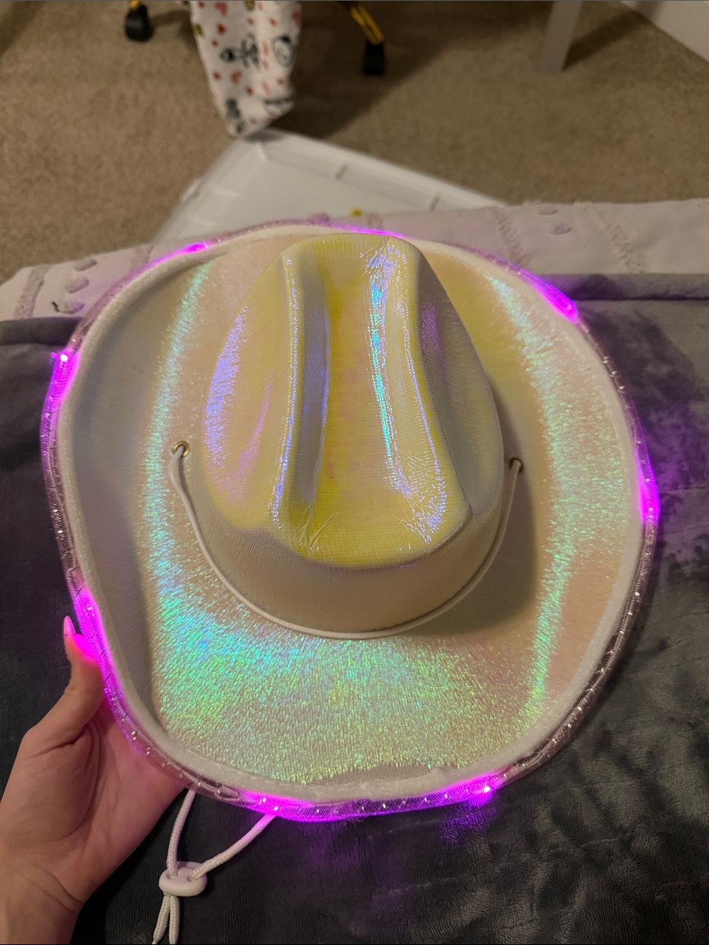 Iridescent LED Cowboy Hat in White